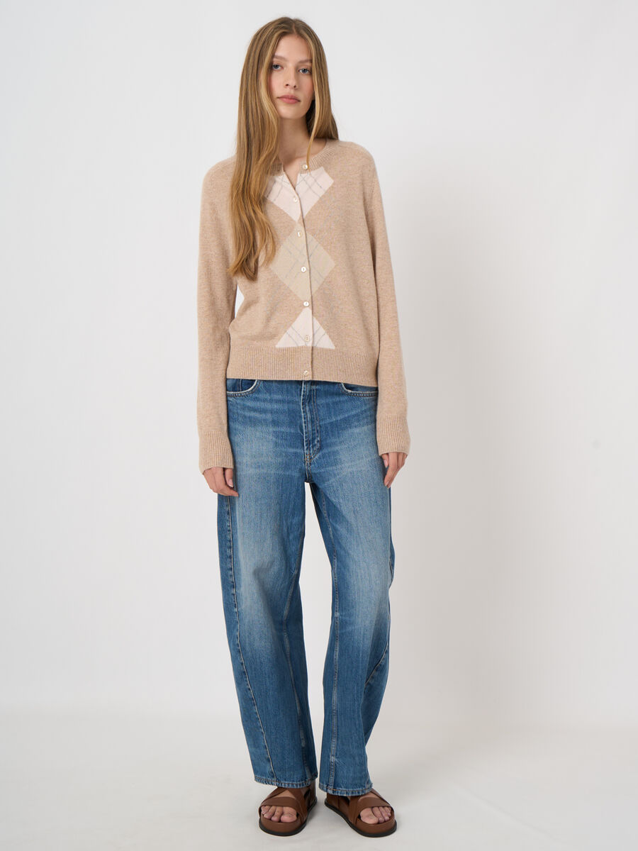 Luxury organic cashmere argyle cardigan image number 2