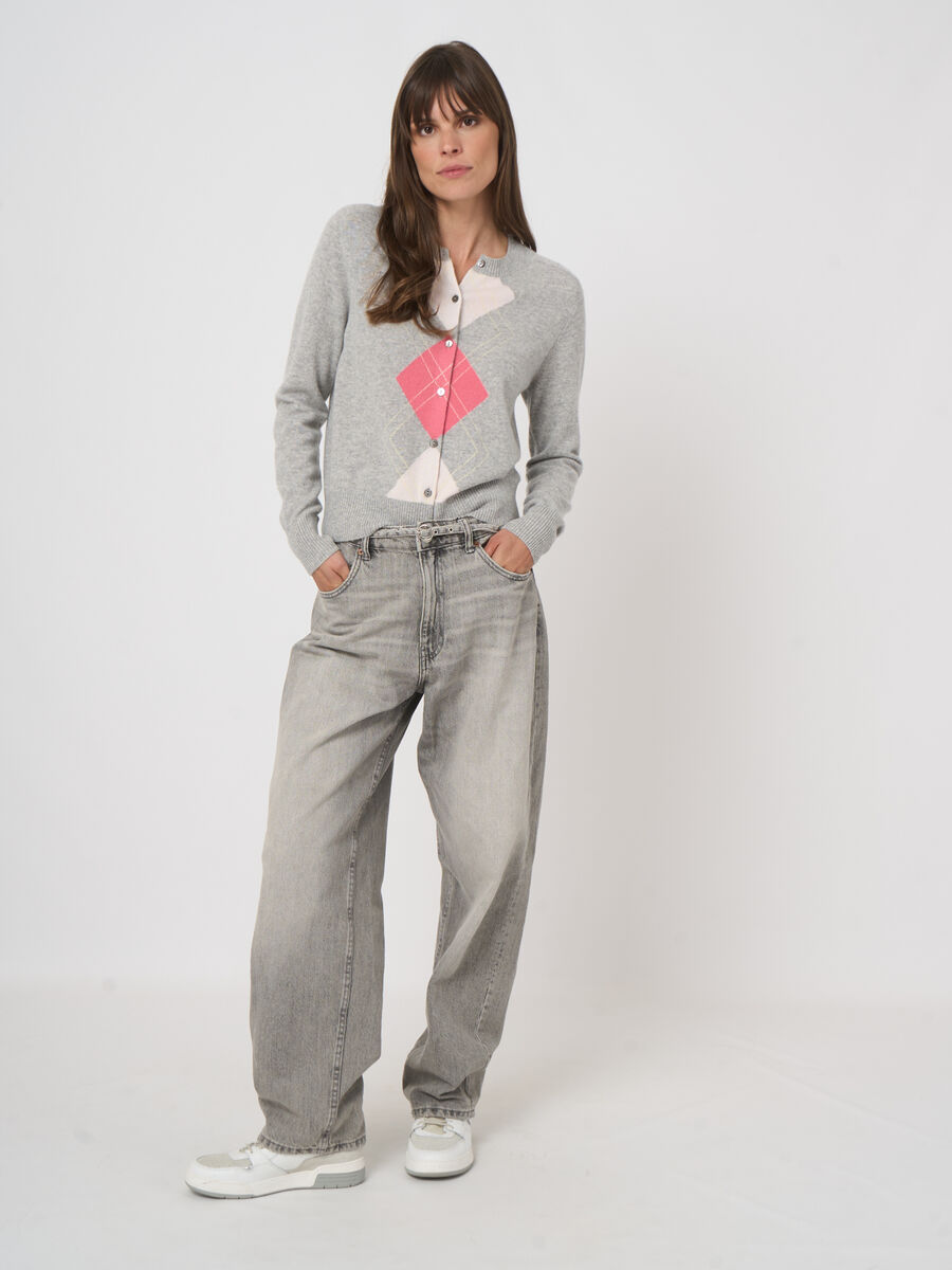 Luxury organic cashmere argyle cardigan image number 2