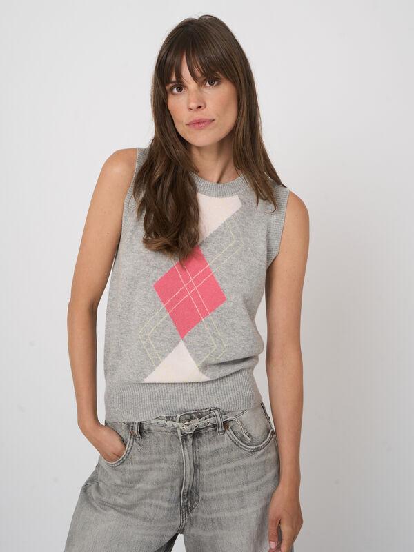 Kurzer Kaschmir-Pullunder mit Argyle-Muster image number 4