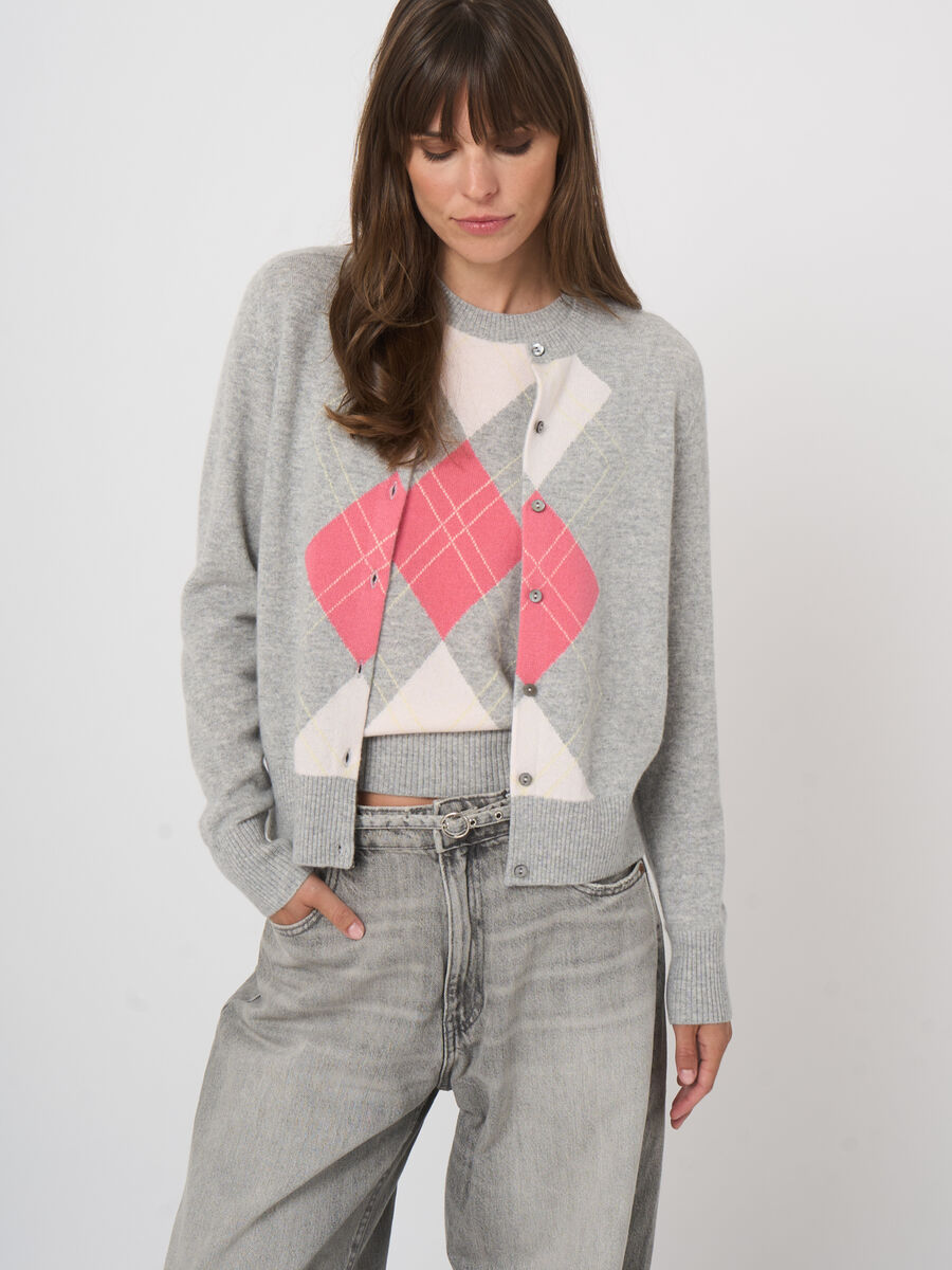 Cropped Cashmere Argyle Vest image number 7