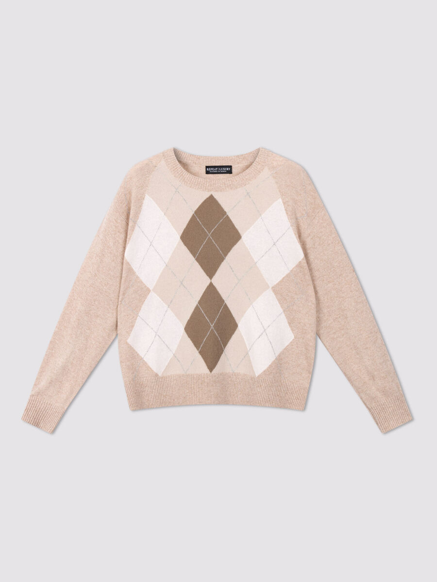 Zeitloser Bio-Kaschmirpullover im Argyle-Design image number 0