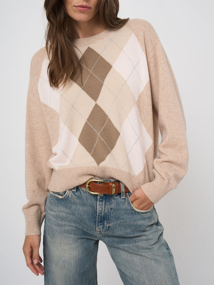 Zeitloser Bio-Kaschmirpullover im Argyle-Design image number 2