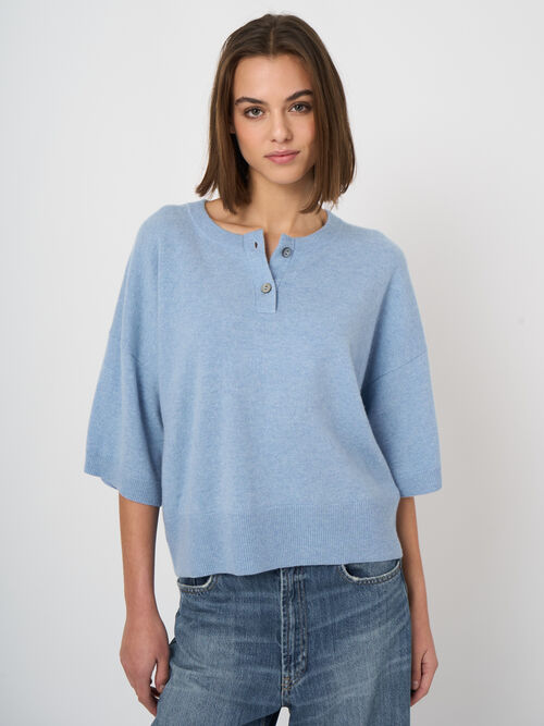 Classic cashmere button-neck sweater
