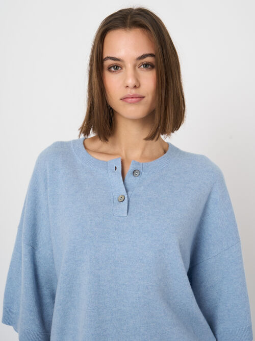 Classic cashmere button-neck sweater