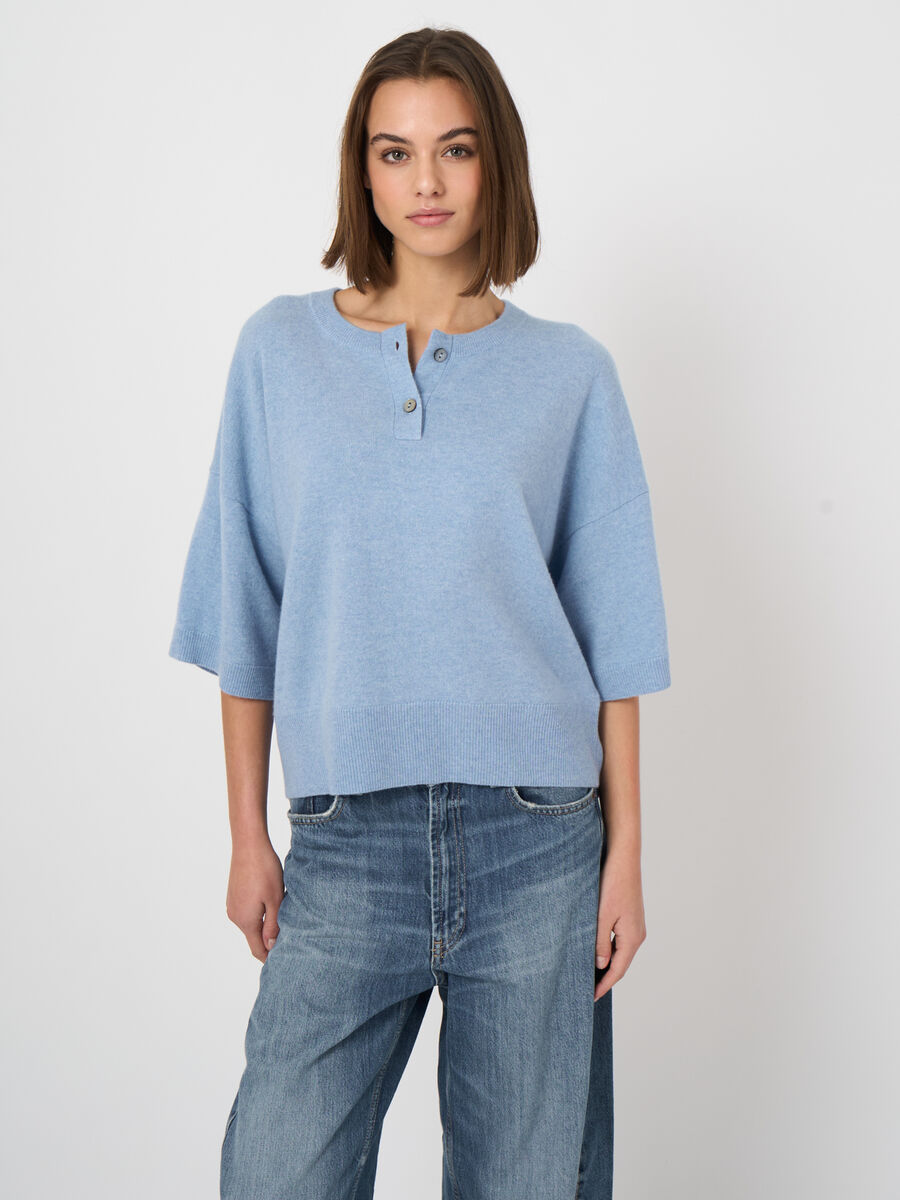 Classic cashmere button-neck sweater image number 2