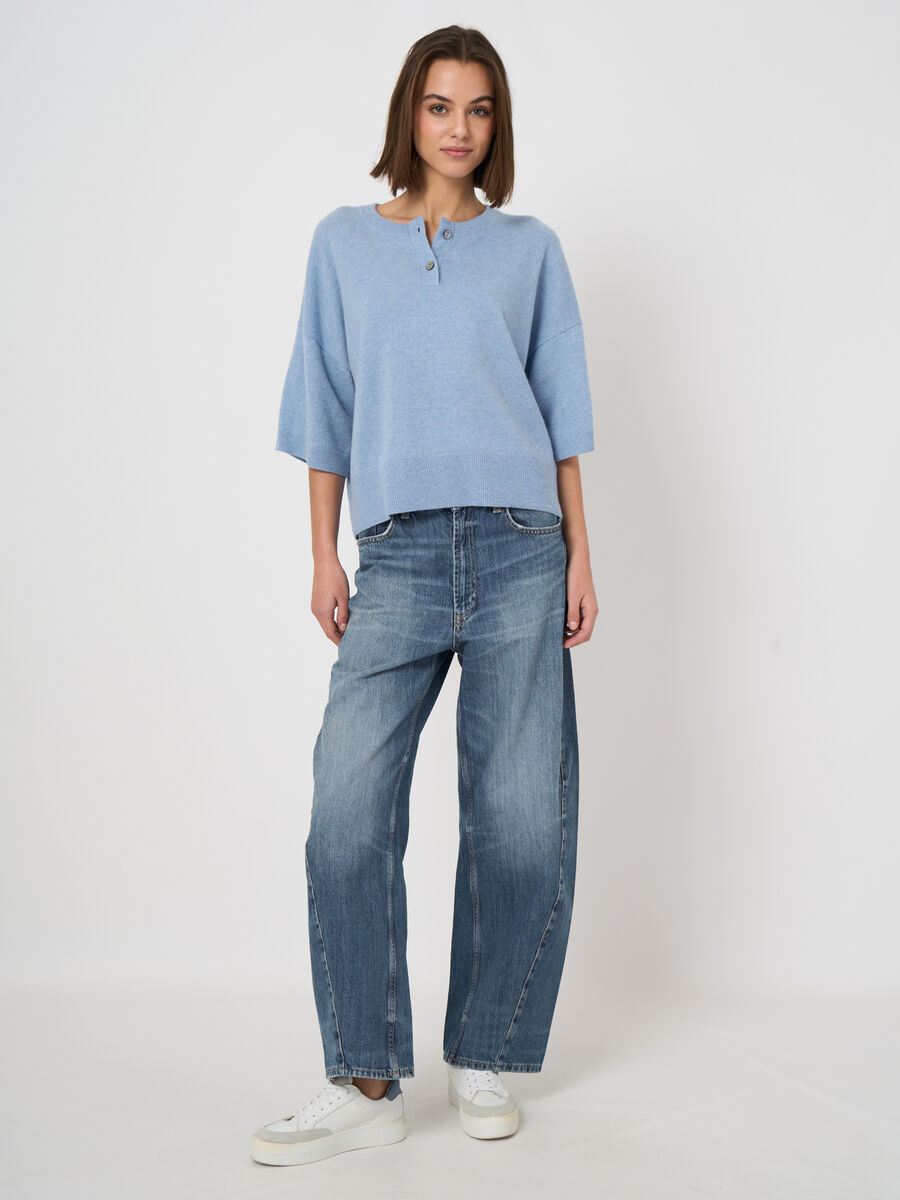 Classic cashmere button-neck sweater image number 3