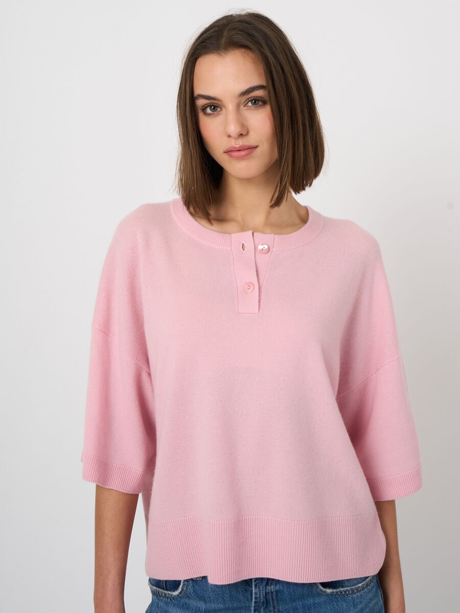 Classic cashmere button-neck sweater image number 0