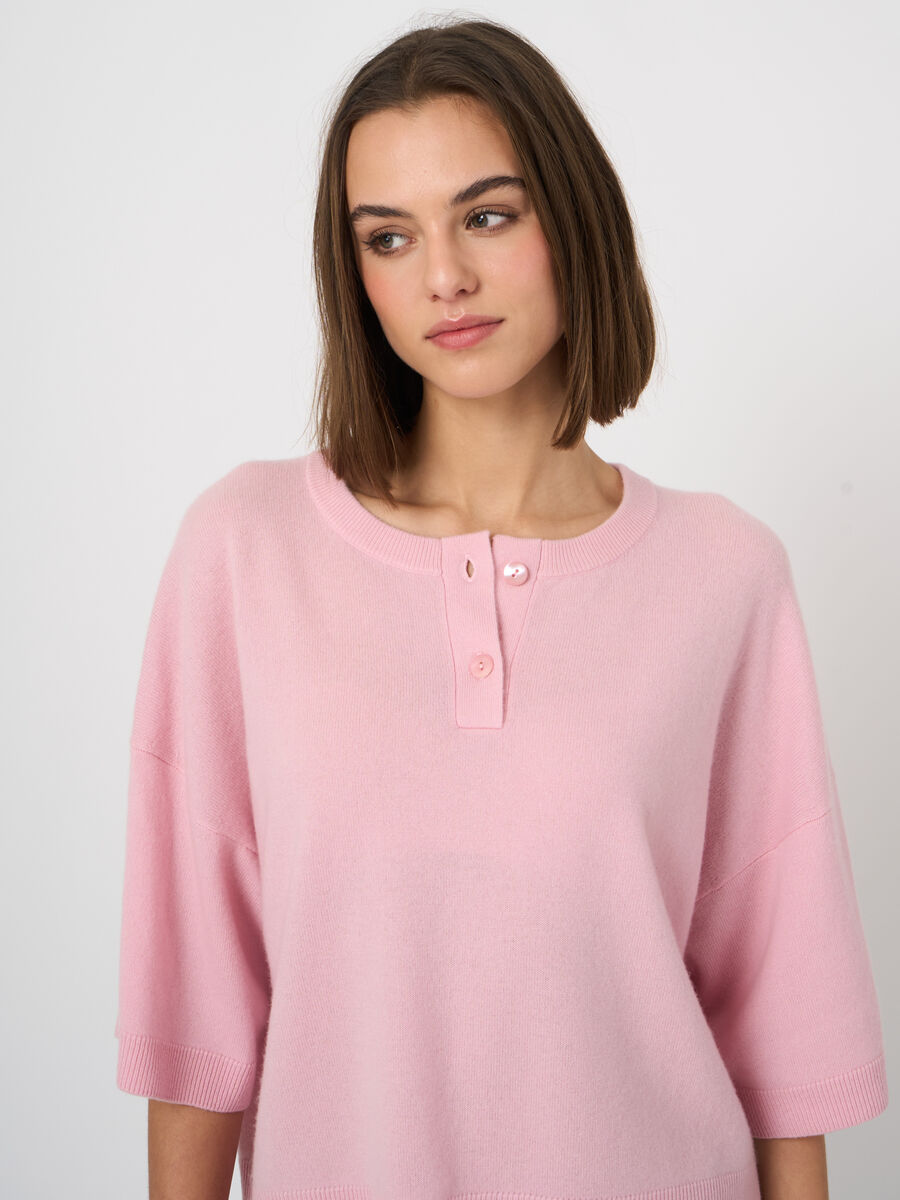 Classic cashmere button-neck sweater image number 1