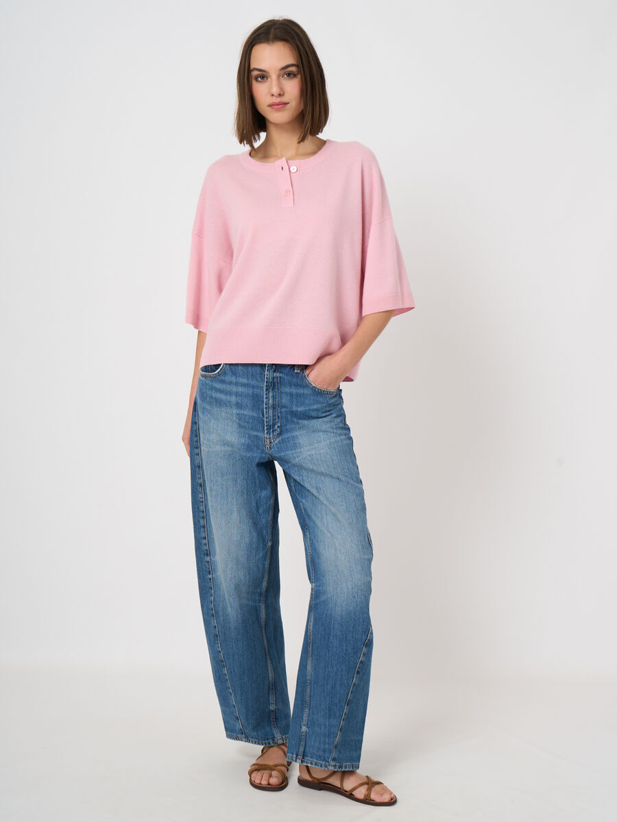 Classic cashmere button-neck sweater image number 2