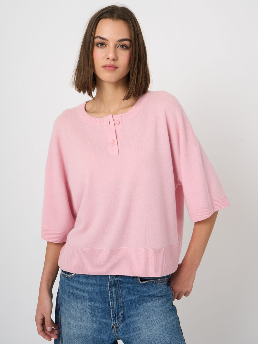 Classic cashmere button-neck sweater image number 4