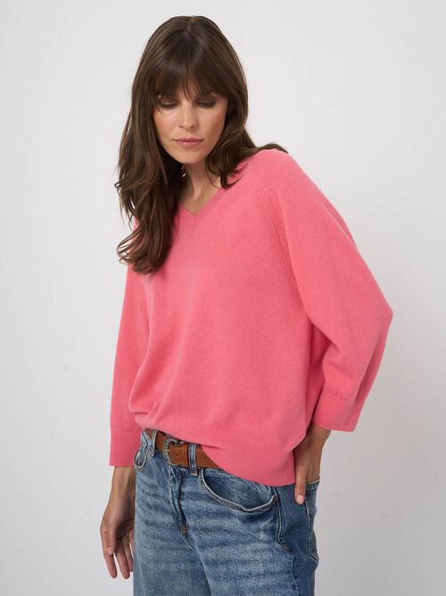 Bio-Kaschmirpullover mit V-Ausschnitt