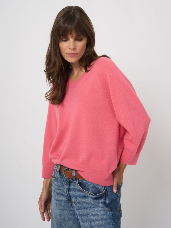 Bio-Kaschmirpullover mit V-Ausschnitt image number 1