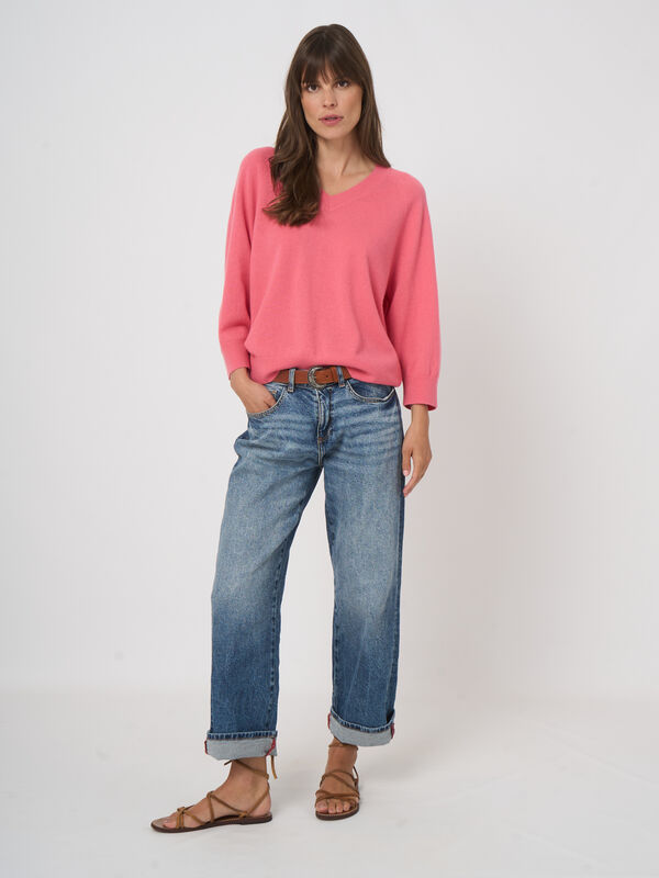 Bio-Kaschmirpullover mit V-Ausschnitt image number 3