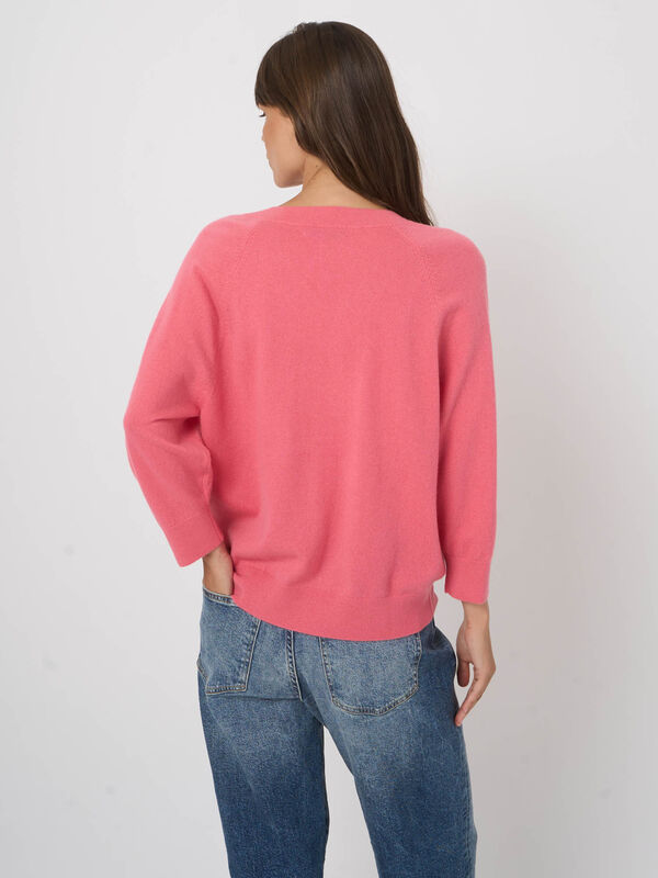 Pull col V en cachemire biologique - manches raglan 3/4 image number 5