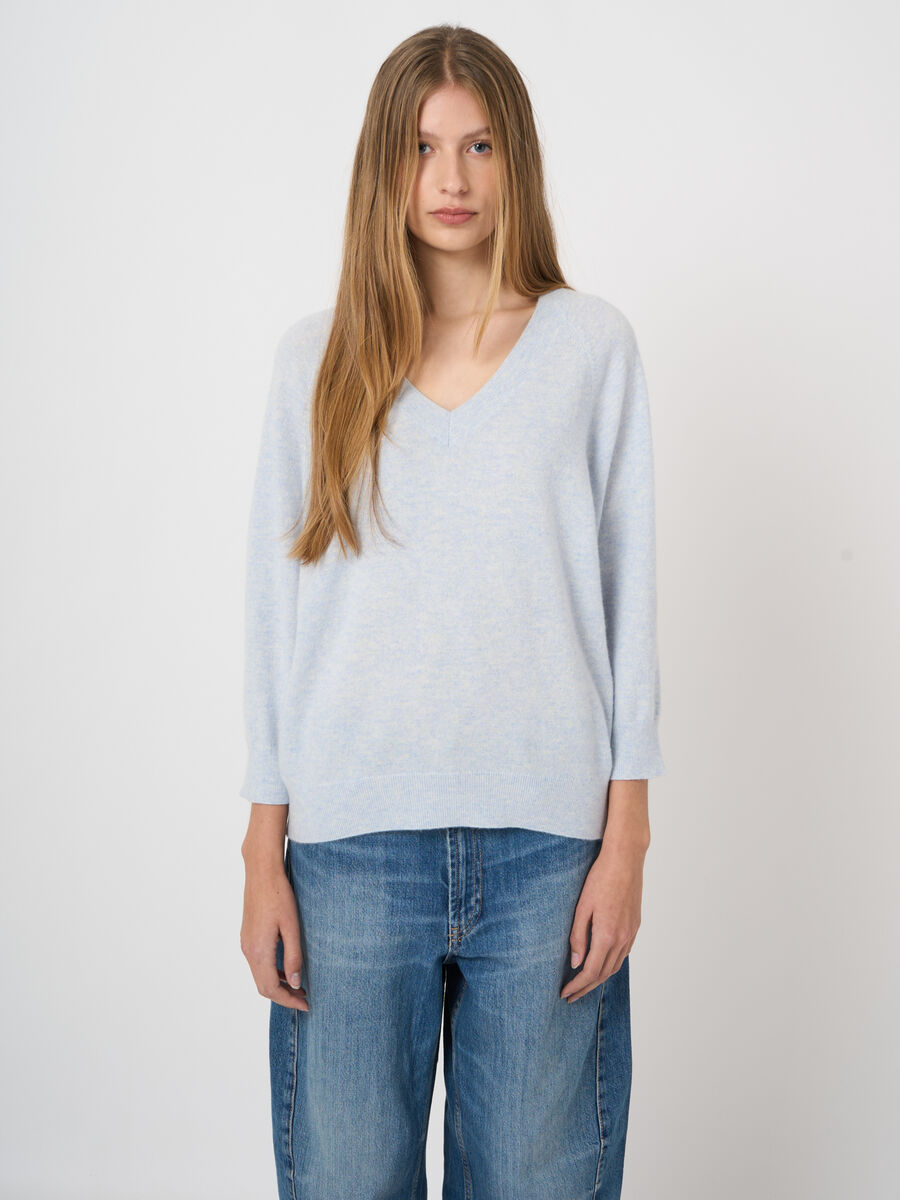 V-neck organic cashmere sweater image number 1