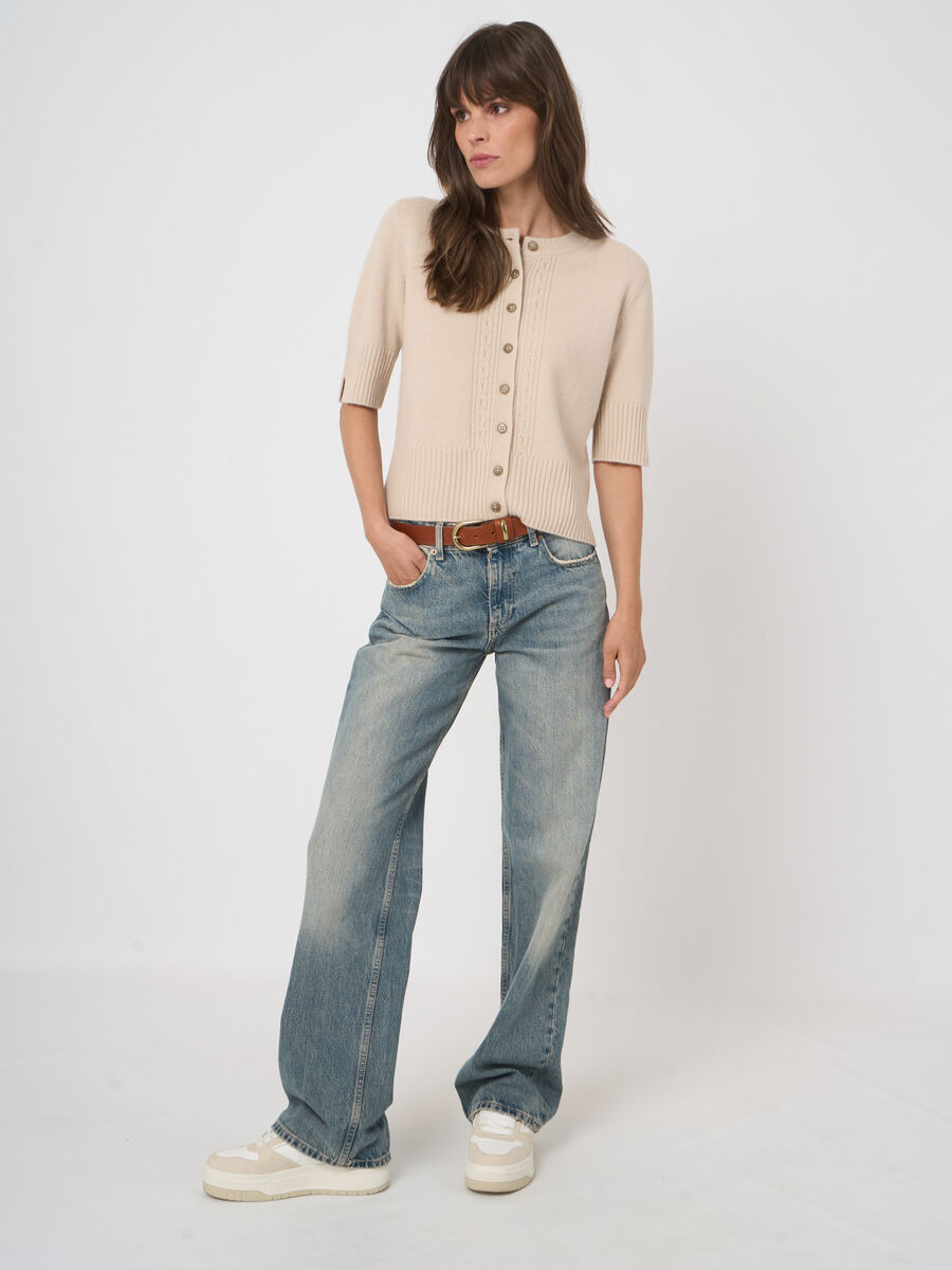 Cropped organic cashmere cardigan image number 1