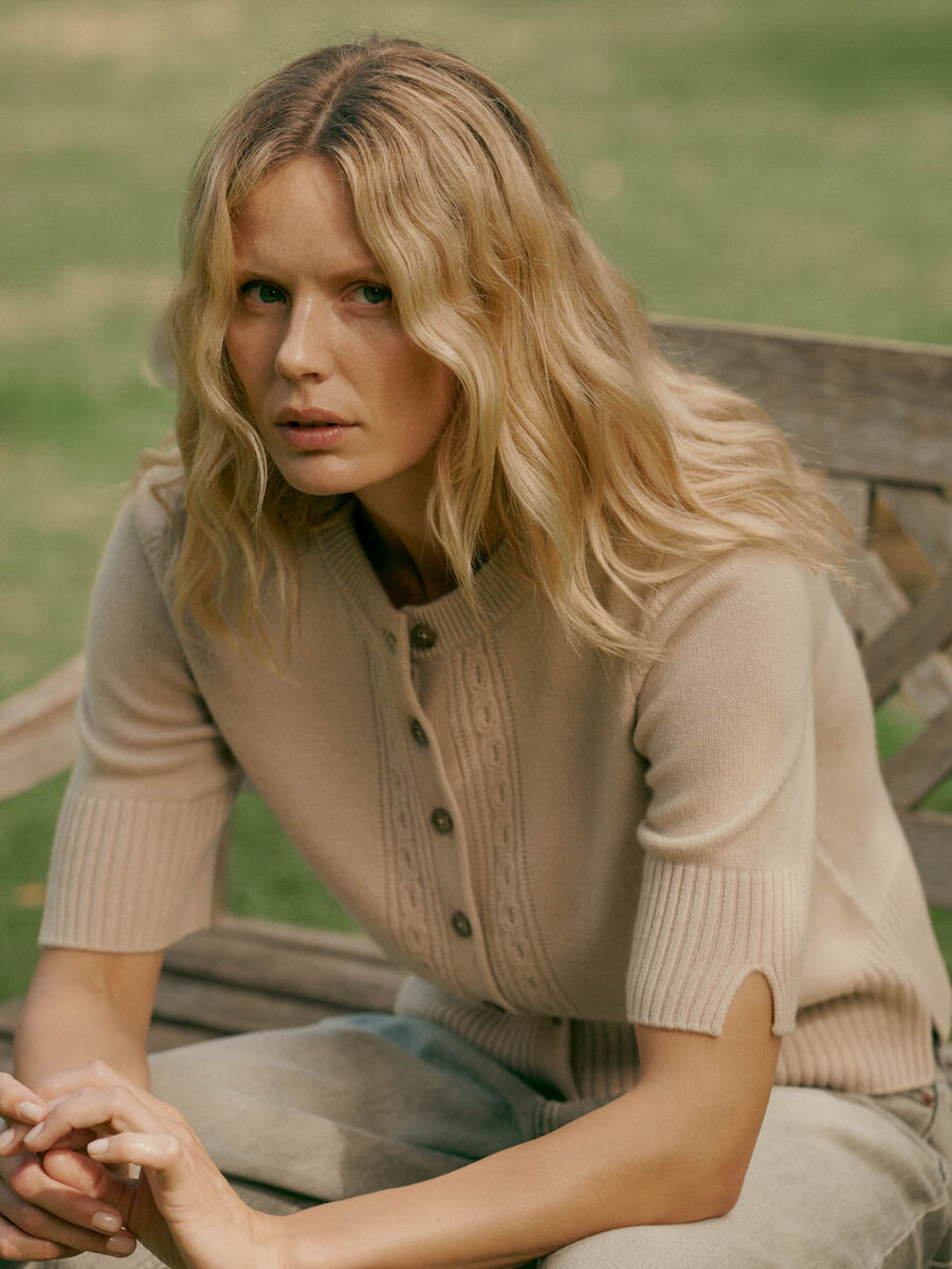 Cropped organic cashmere cardigan image number 2