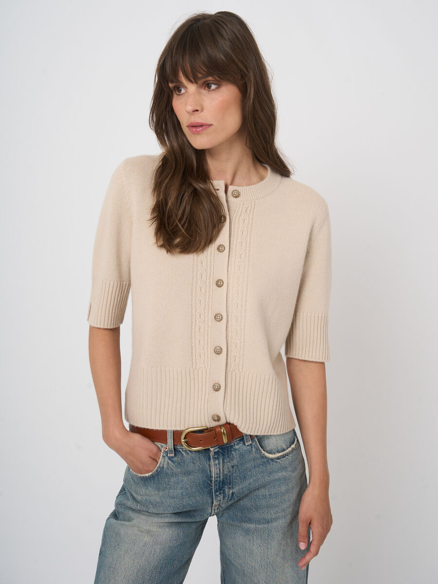Cropped organic cashmere cardigan image number 5