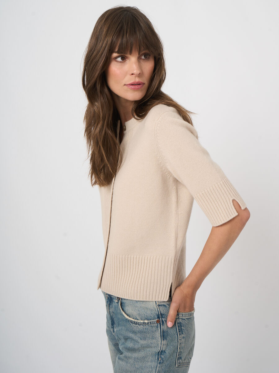 Cropped organic cashmere cardigan image number 6