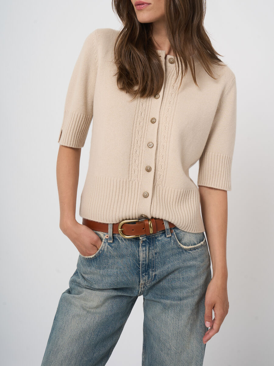 Cropped organic cashmere cardigan image number 7