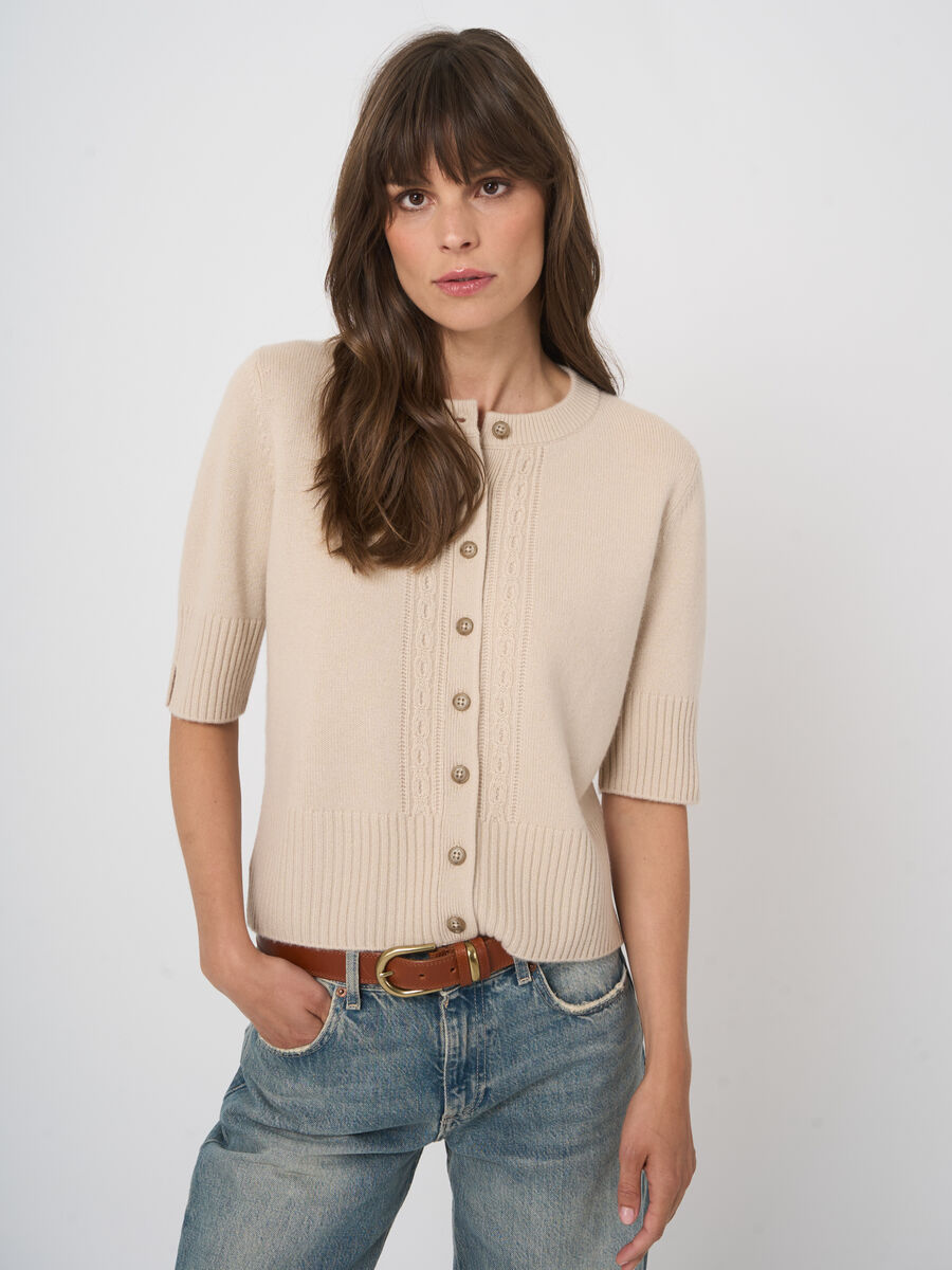 Cropped organic cashmere cardigan image number 9