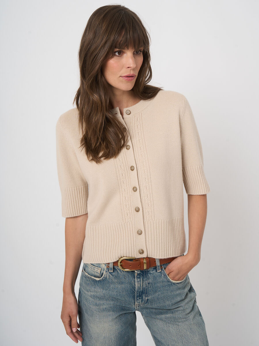Cropped organic cashmere cardigan image number 10