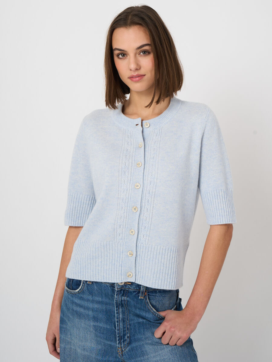 Cropped organic cashmere cardigan image number 0
