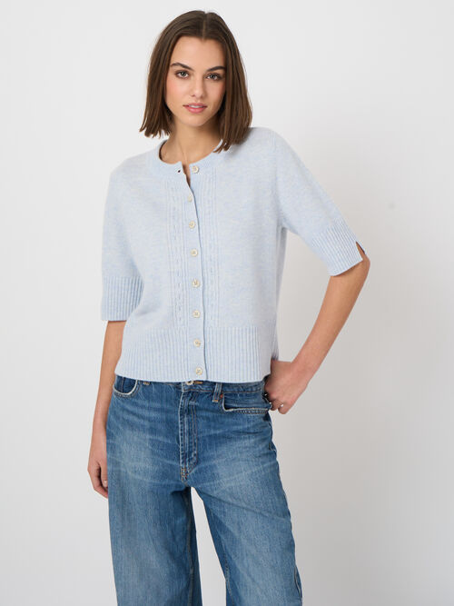 Cropped organic cashmere cardigan