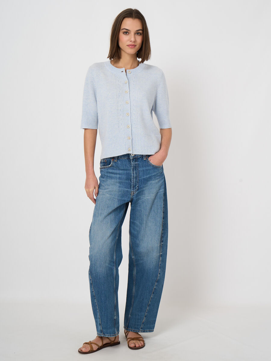 Cropped organic cashmere cardigan image number 6