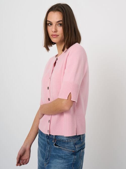Cropped organic cashmere cardigan