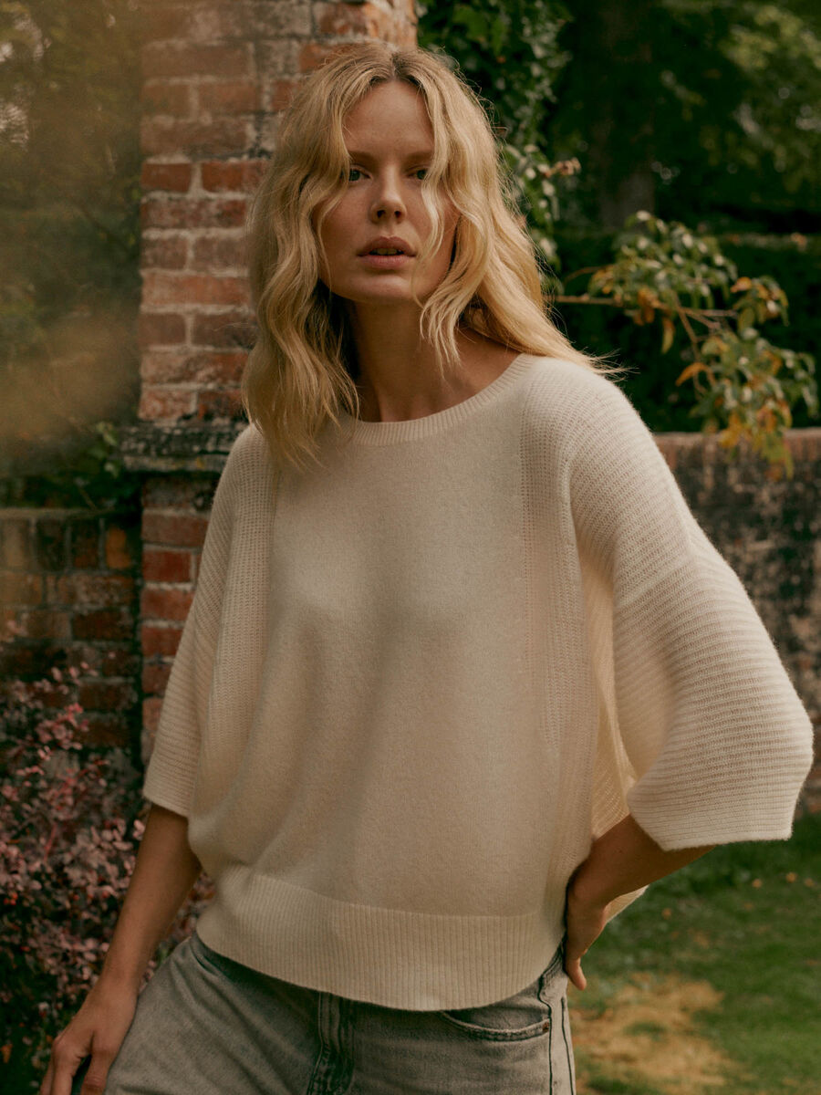 Pull en cachemire bio oversize, manches 3/4 image number 0