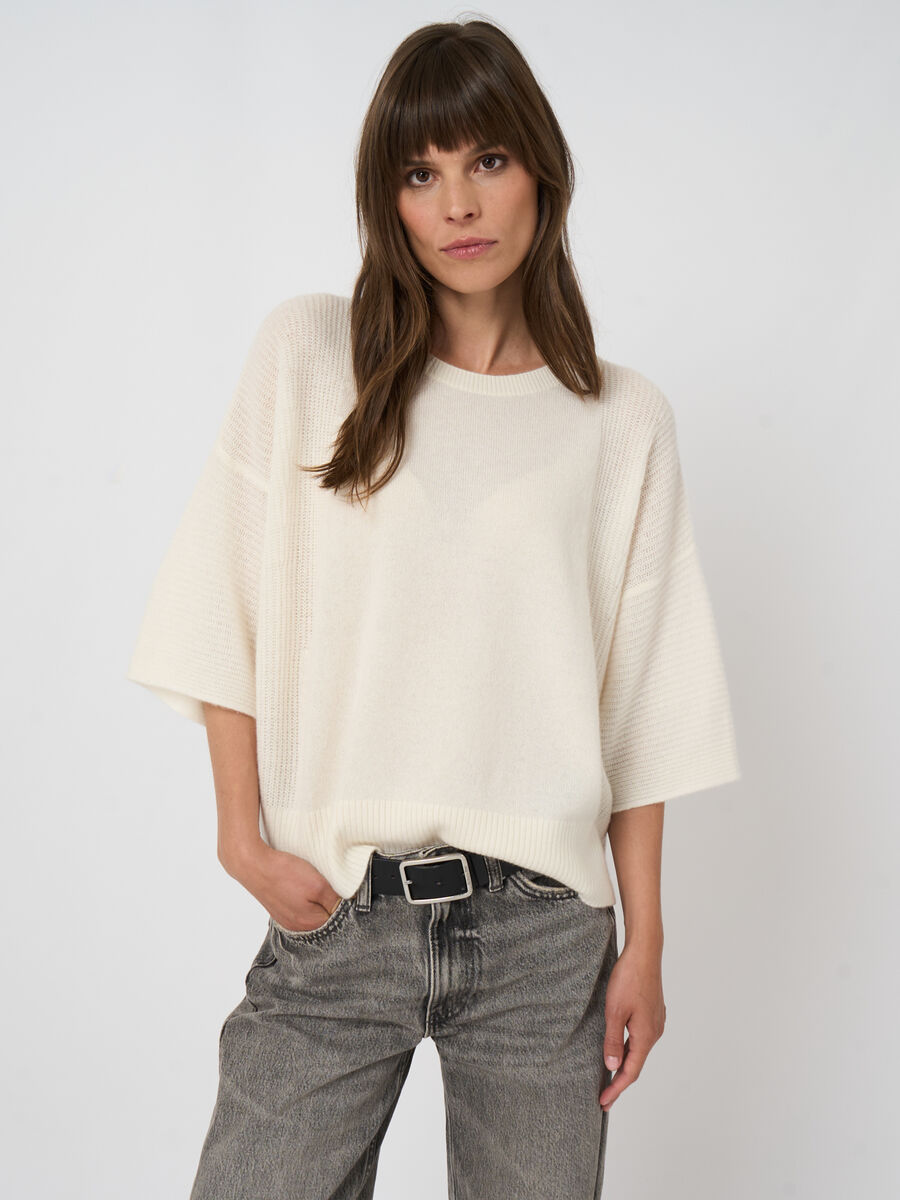 Pull en cachemire bio oversize, manches 3/4 image number 4