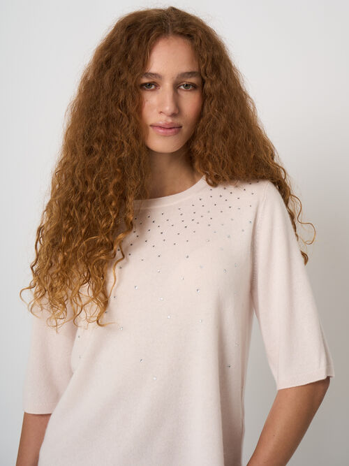 Pull en cachemire bio l&eacute;ger, coupe ample, d&eacute;tails hotfix