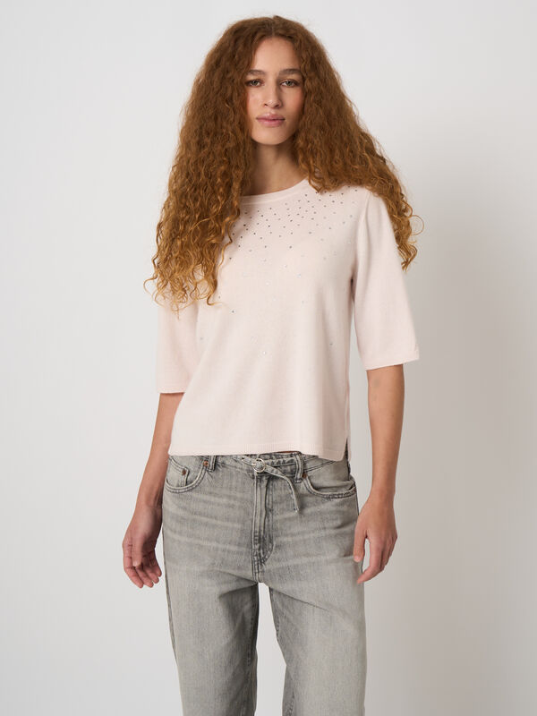 Leichter Bio-Kaschmirpullover mit Hotfix-Details image number 1