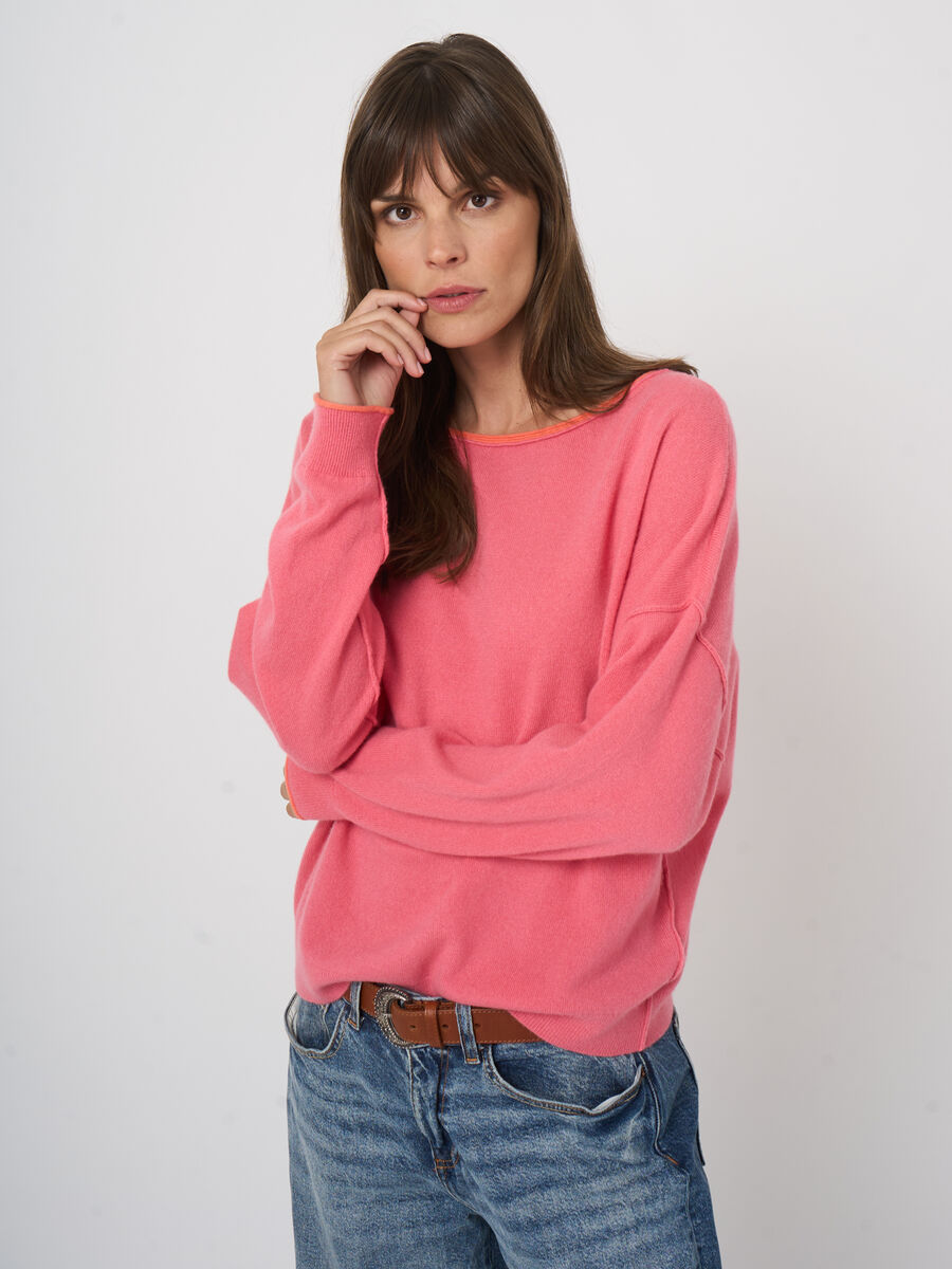 Pull en cachemire bio l&eacute;ger &agrave; finitions contrast&eacute;es image number 5