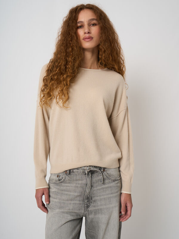 Cashmere sweater with contrast trim image number 0