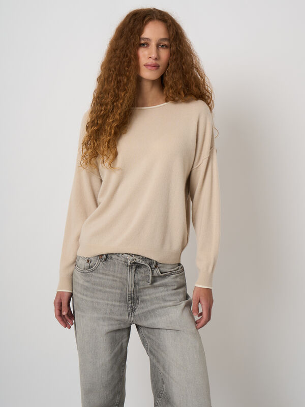 Cashmere sweater with contrast trim image number 2
