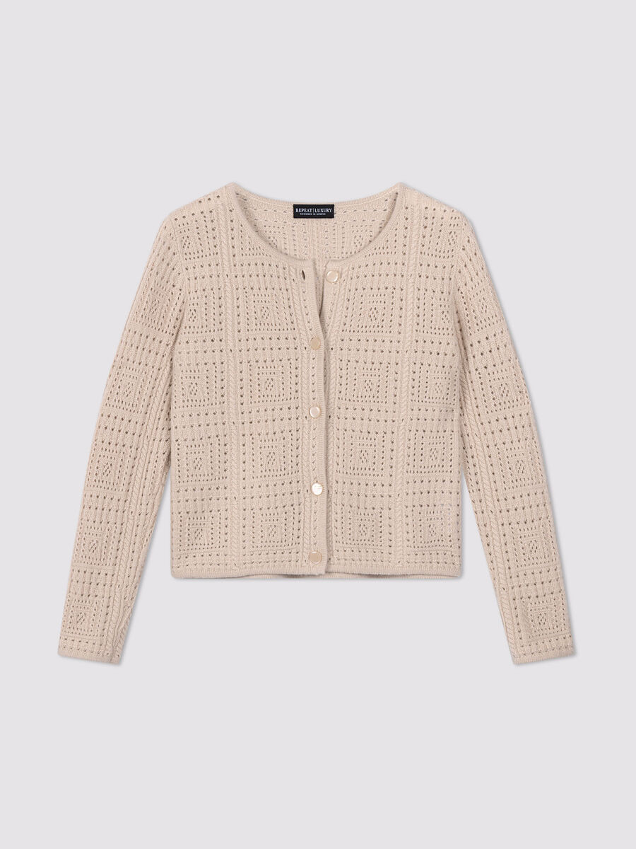 Organic cashmere ajour cardigan image number 2