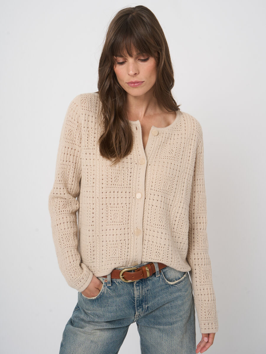 Organic cashmere ajour cardigan image number 3