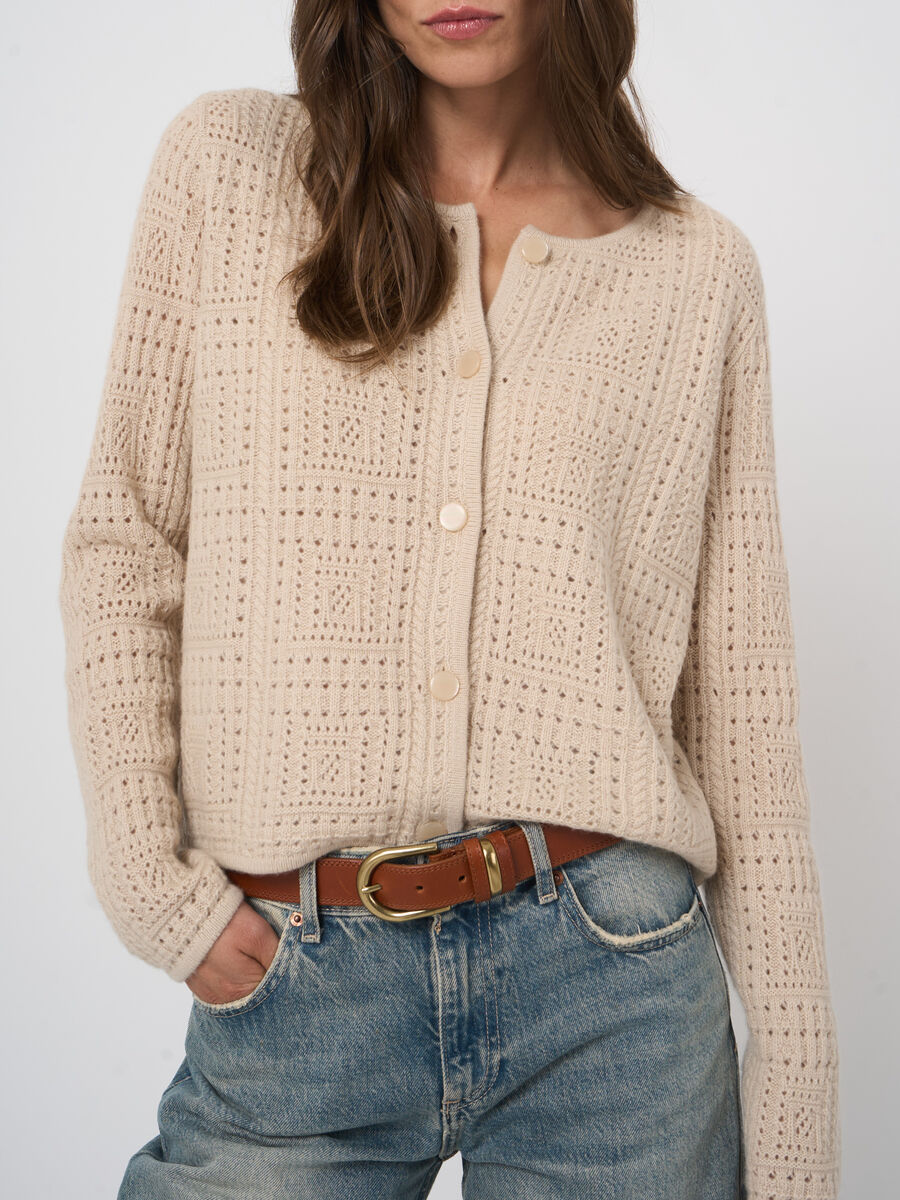 Organic cashmere ajour cardigan image number 4