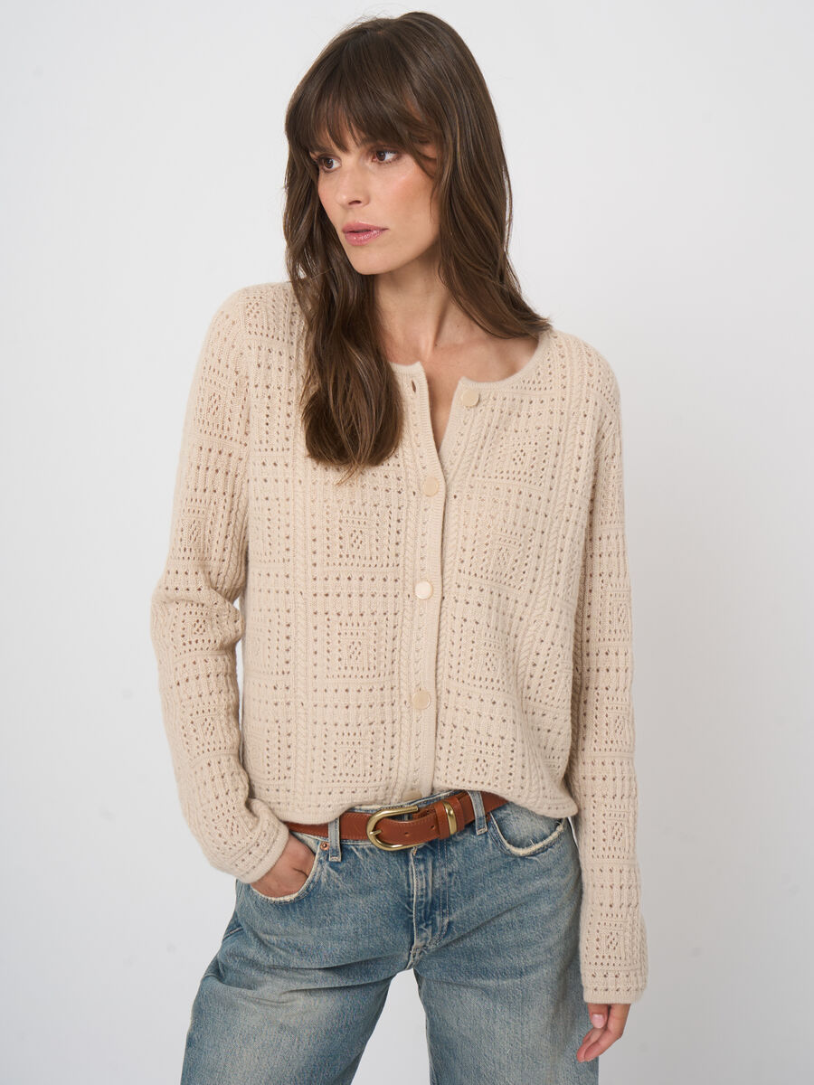Organic cashmere ajour cardigan image number 5