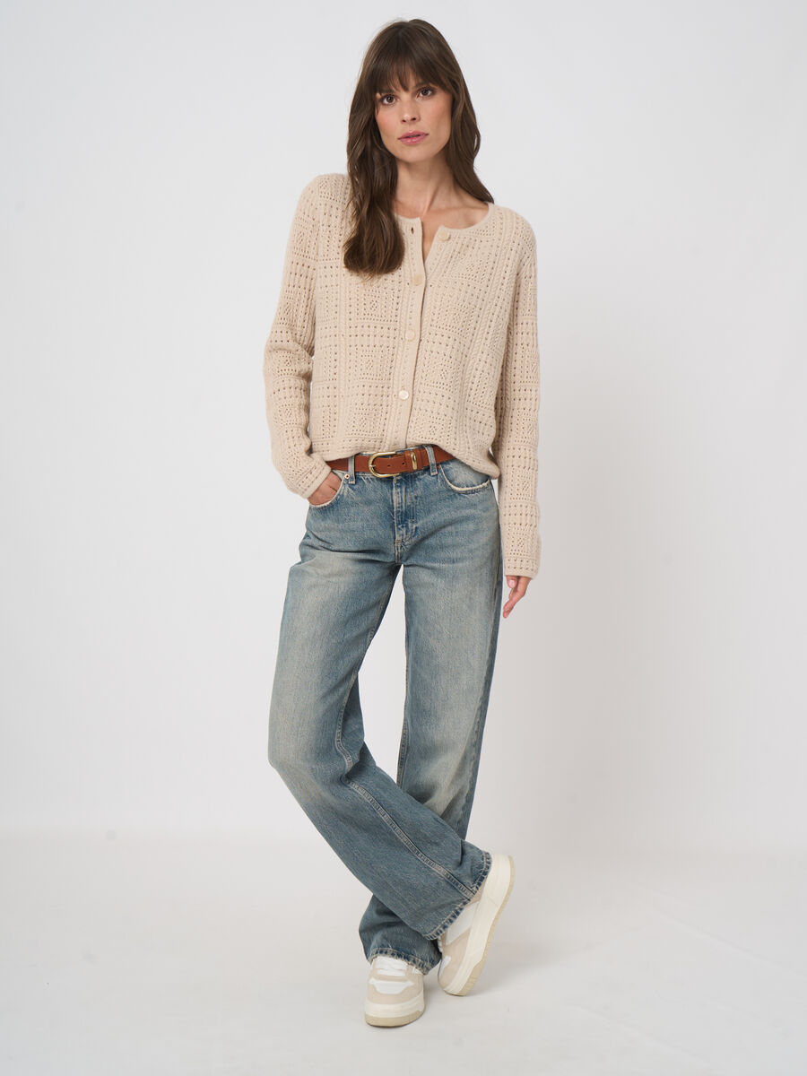 Organic cashmere ajour cardigan image number 6