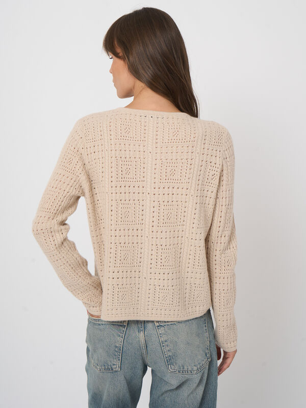 Bio-Kaschmir Ajour-Cardigan mit Perlenkn&ouml;pfen image number 7