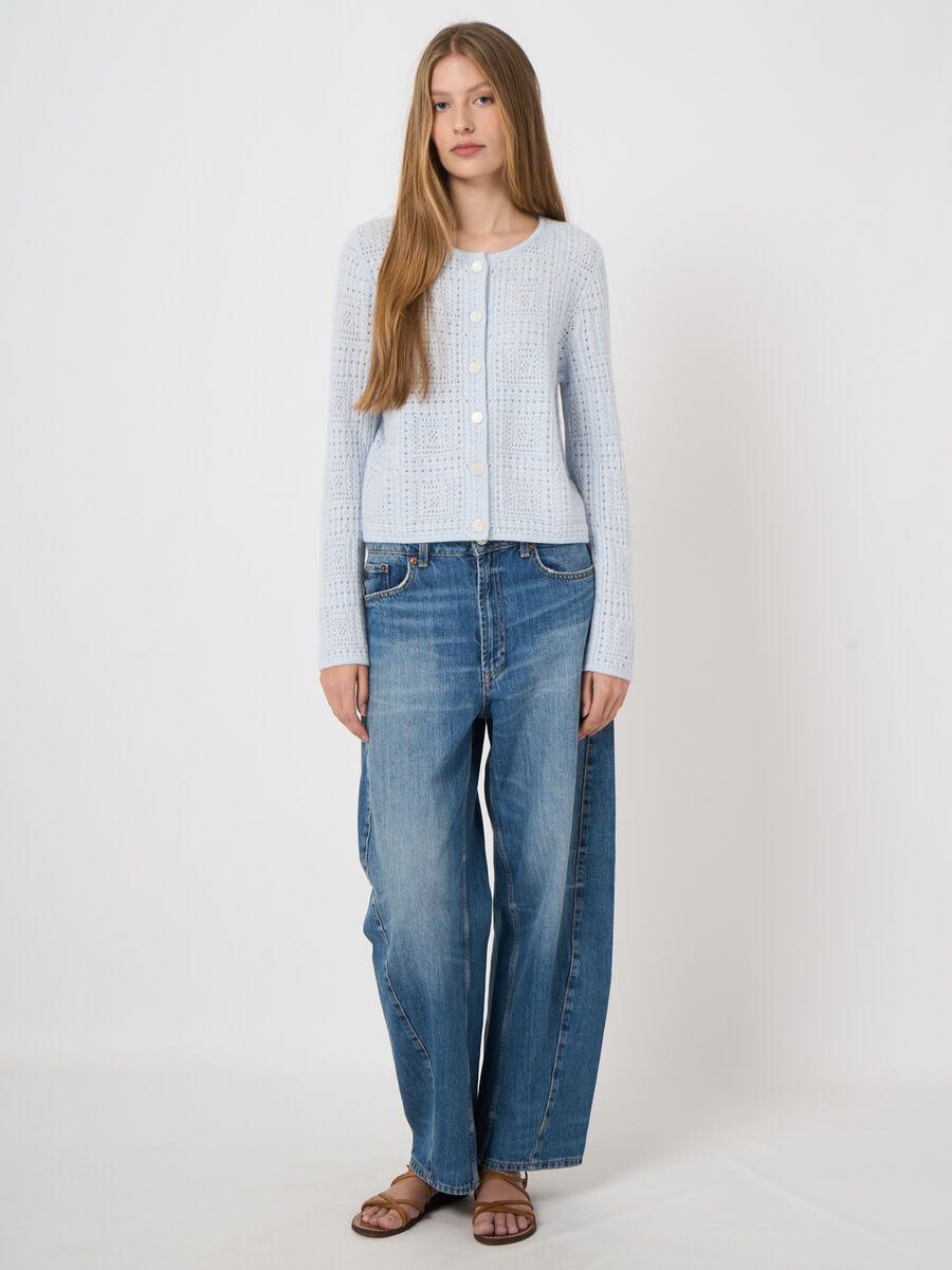 Cardigan femme en cachemire bio, maille ajour&eacute;e image number 2