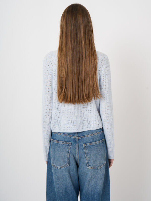 Bio-Kaschmir Ajour-Cardigan mit Perlenkn&ouml;pfen image number 3