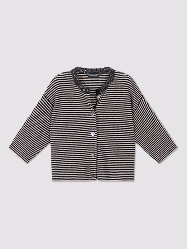 REPEAT gestreept kasjmier vest met pailletten image number 2