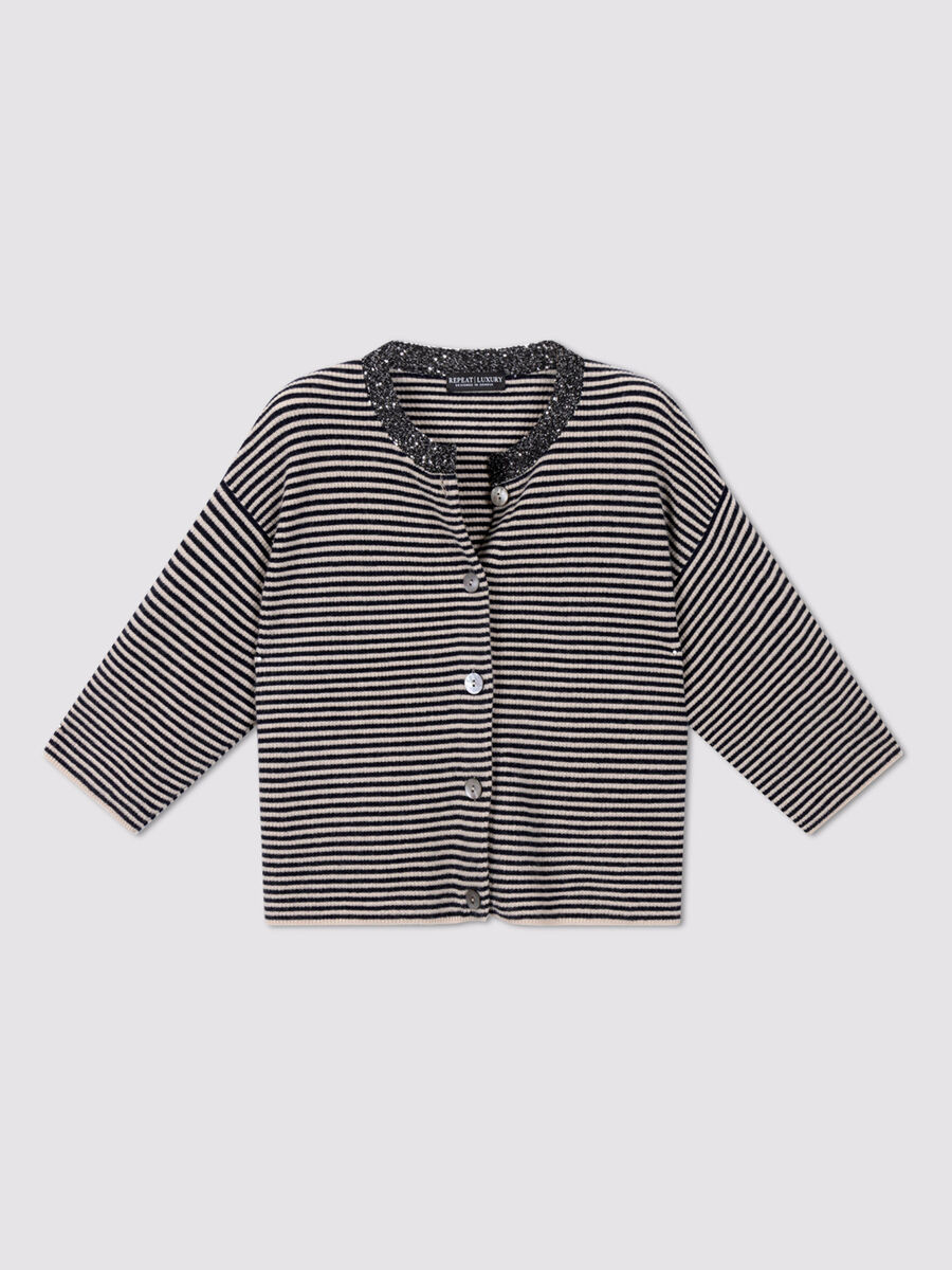 Striped cashmere cardigan with sequins image number 2