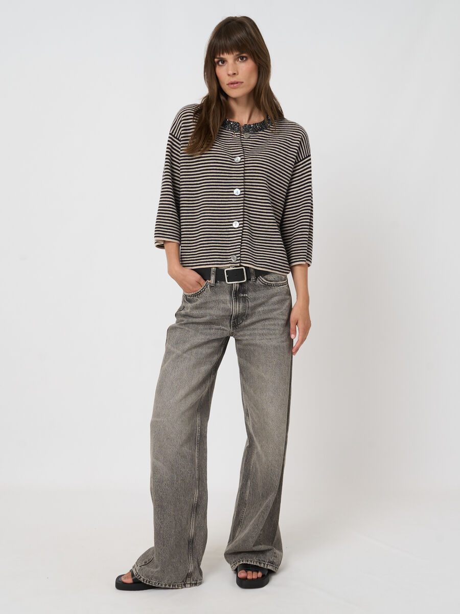 Striped cashmere cardigan with sequins image number 5