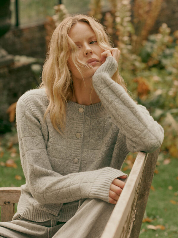 Spongy cashmere cardigan with logo buttons image number 0