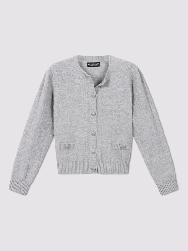 Spongy cashmere cardigan with logo buttons image number 2